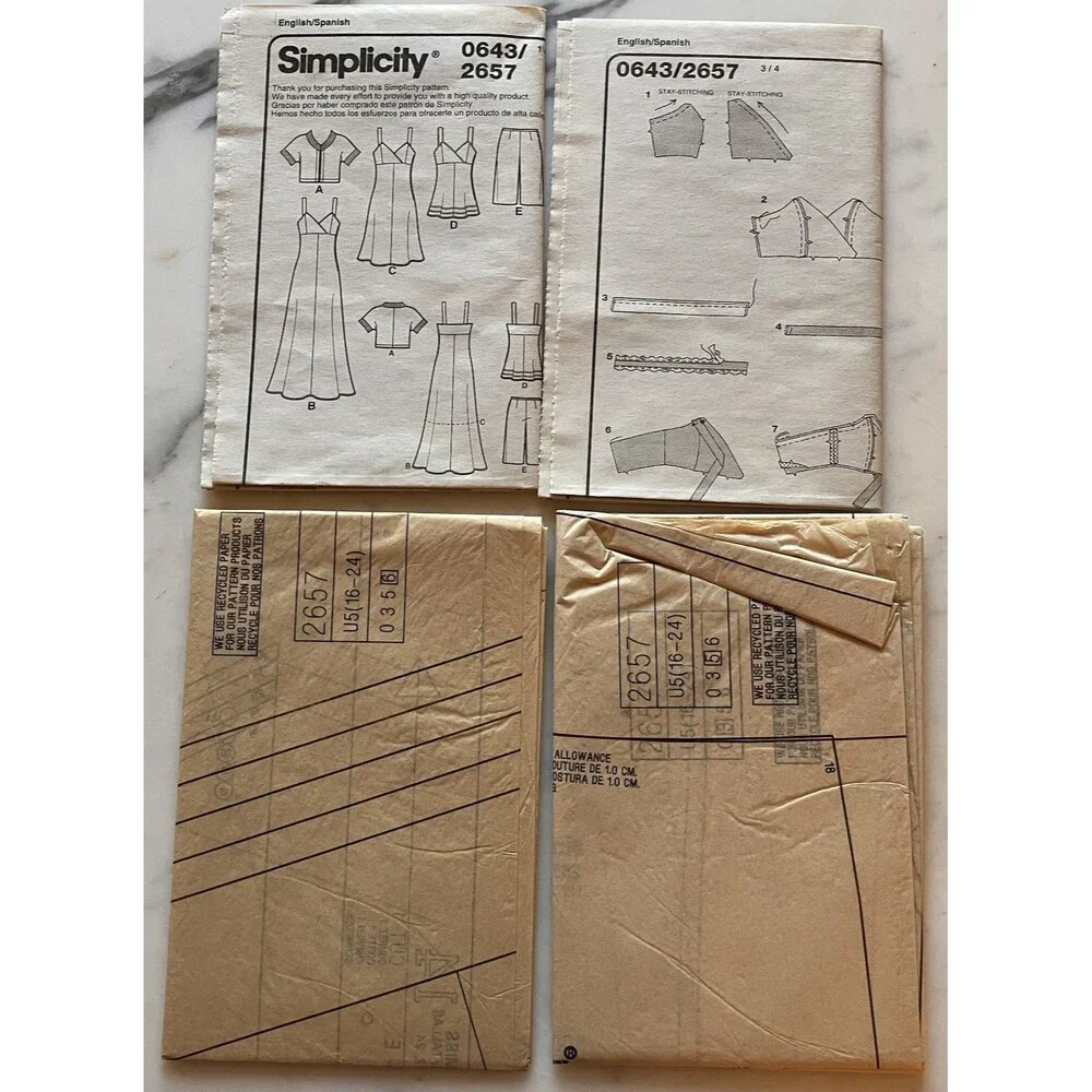 Simplicity Pattern 2657 Women's‎ Dress Top Shorts & Bolero Size 16-18-20-22-24